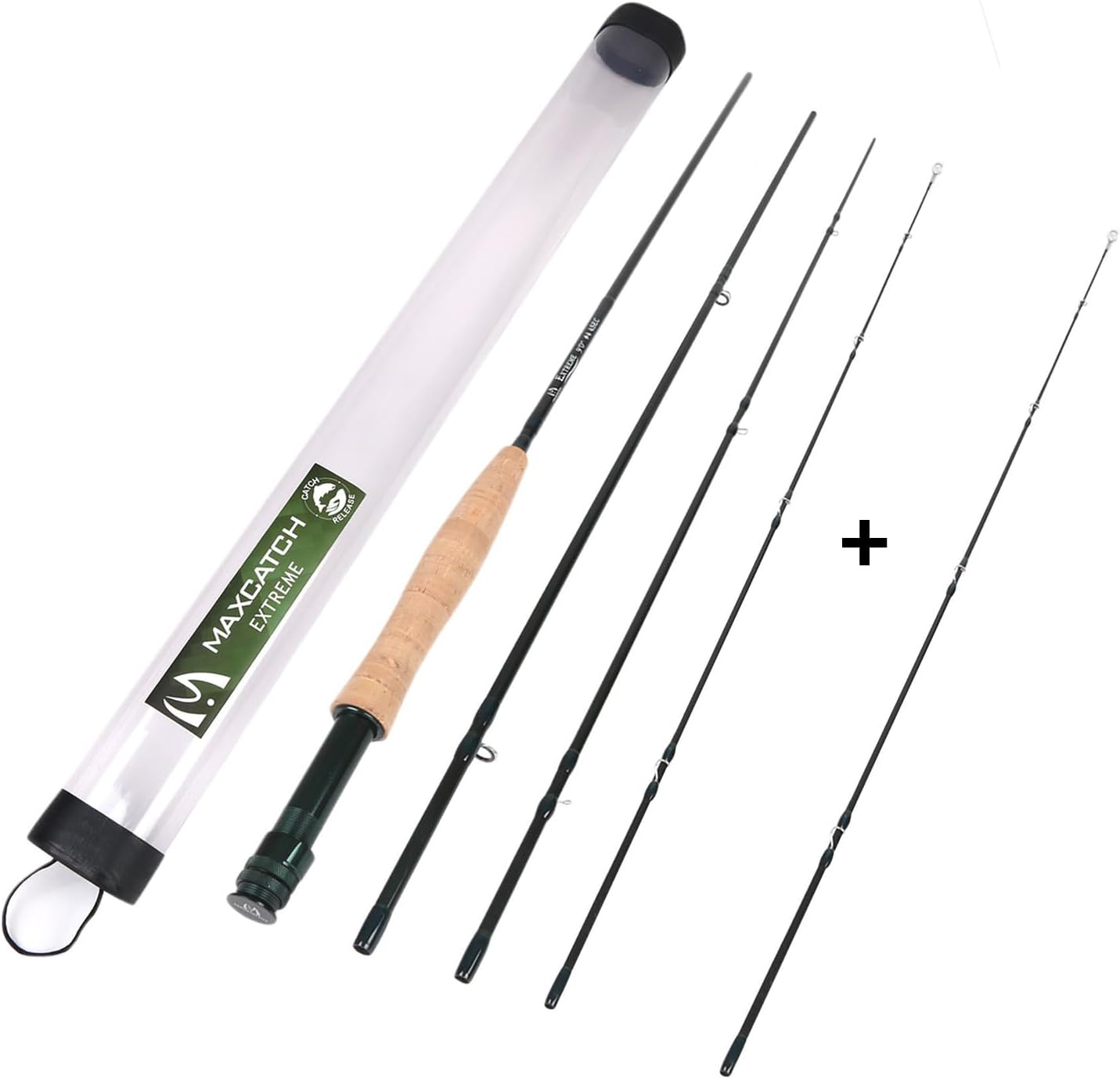 M MAXIMUMCATCH Maxcatch Extreme Graphite Fly Fishing Rod 4-Piece 9 Feet with IM6 Carbon Blank, Hard Chromed Guides, A Cork Grip (Size:3/4/5/6/7/8/10wt)