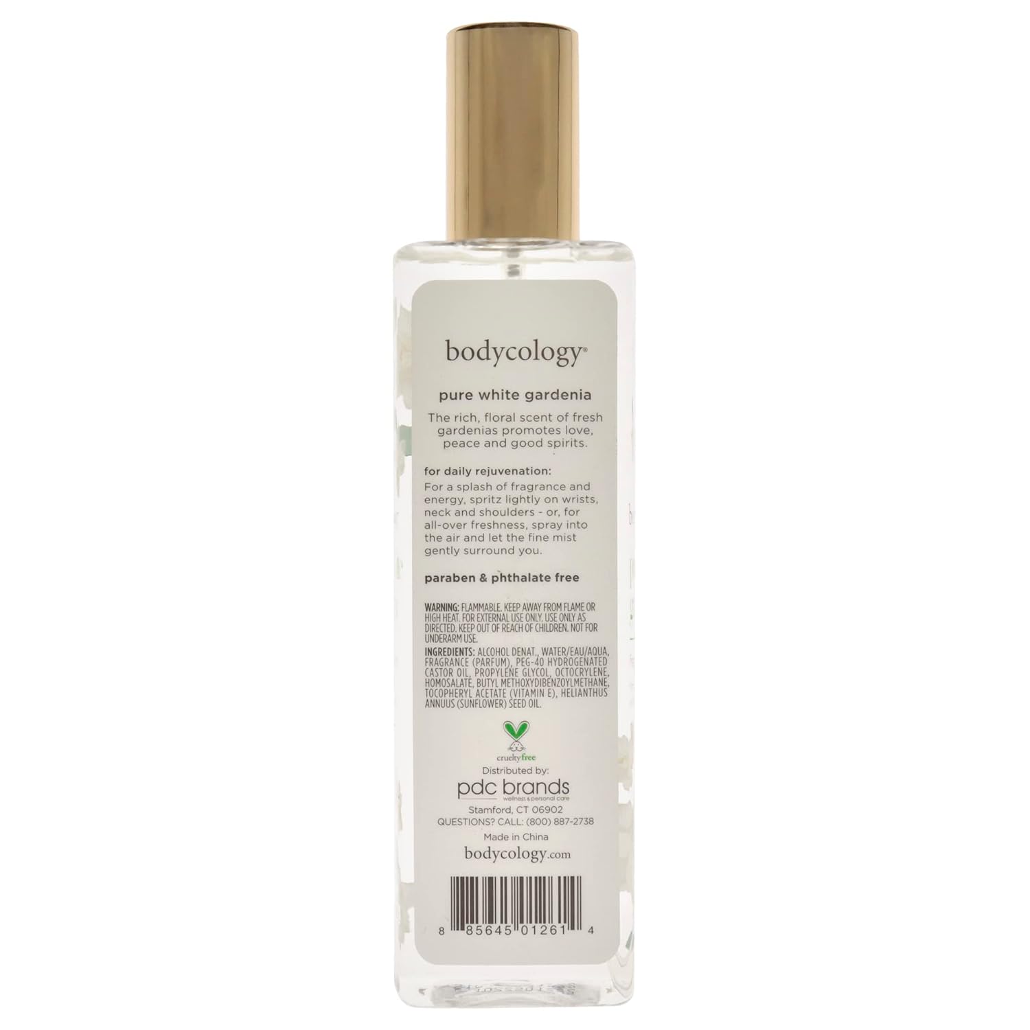 Bodycology Pure White Gardenia Fragrance Mist for Women, 8 oz - Refreshing Floral Scent, Long-Lasting Body Spray