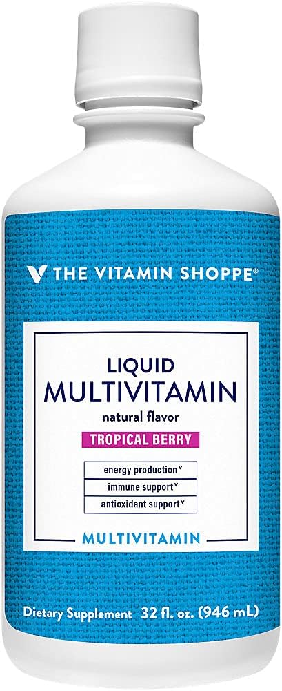 The Vitamin Shoppe Brand Liquid Multivitamin, Tropical Berry Flavor, 32 Oz | Complete Daily Multivitamin with Essential Vitamins & Minerals for Energy