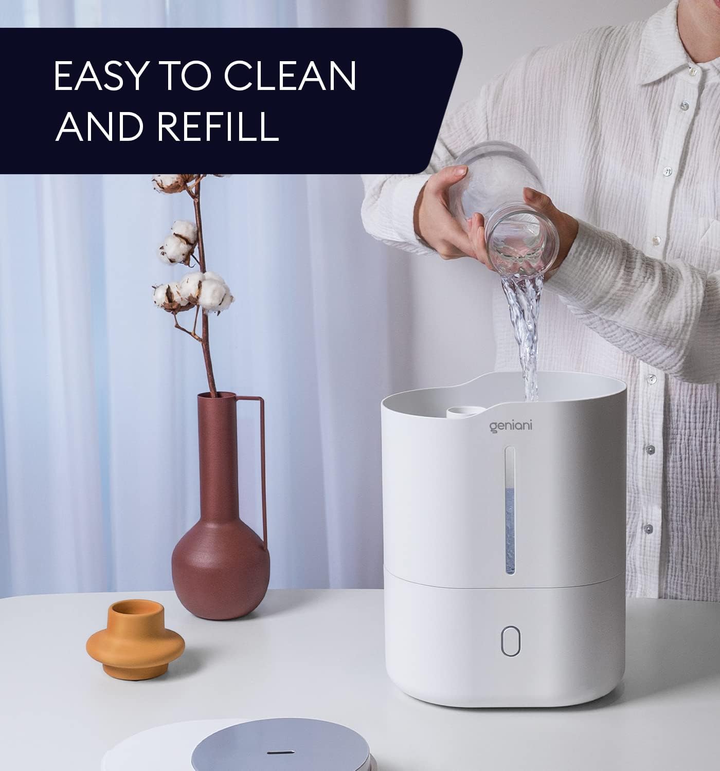 GENIANI Portable Cool Mist Humidifiers for Bedroom & Office - Ultrasonic Humidifier for Home, Baby, Small Room with Auto Shut Off