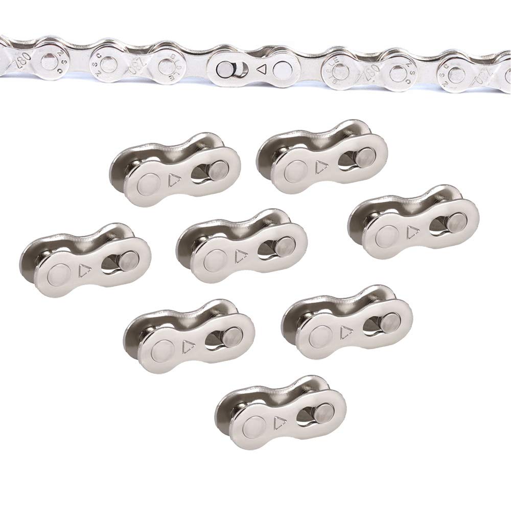 8 Pairs Reusable Bicycle Missing Link for 6, 7, 8, 9, 10,11,12 Speed Chain (11 Speed)