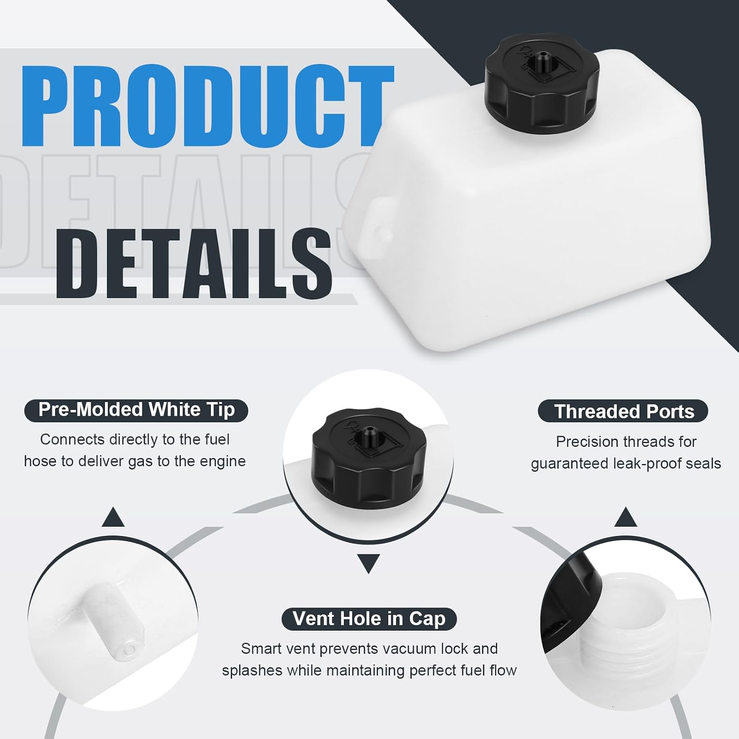 Podoy Mini Bike Gas Tank for 2 Stroke 43cc 45cc 47cc 49cc Quad ATV | 1L Capacity ABS Plastic Tank with Cap