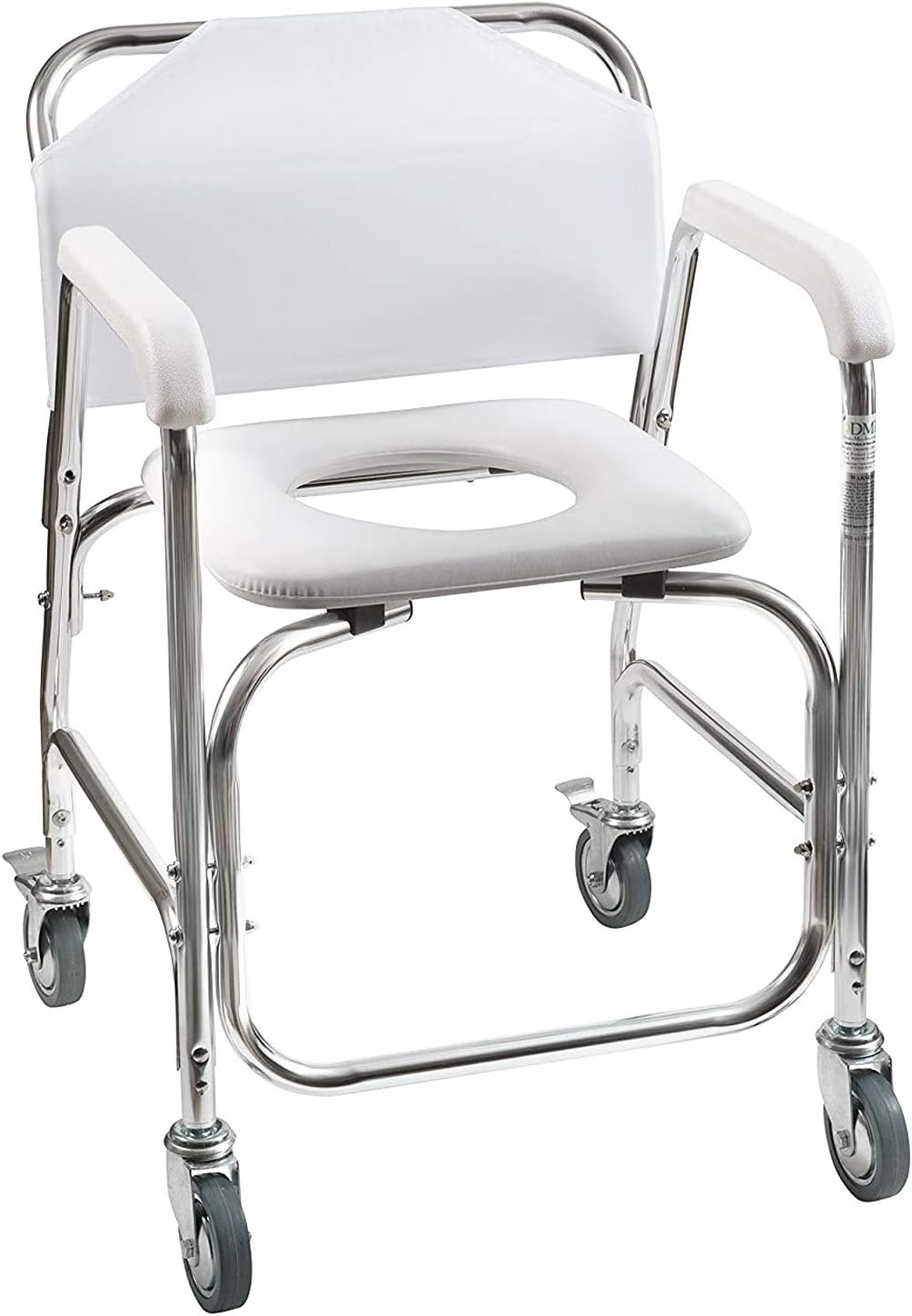 DMI Rolling Shower Chair, Commode, Transport Chair, FSA Eligible, Rolling Bathroom Wheelchair for Handicap, Elderly, Injured or Disabled