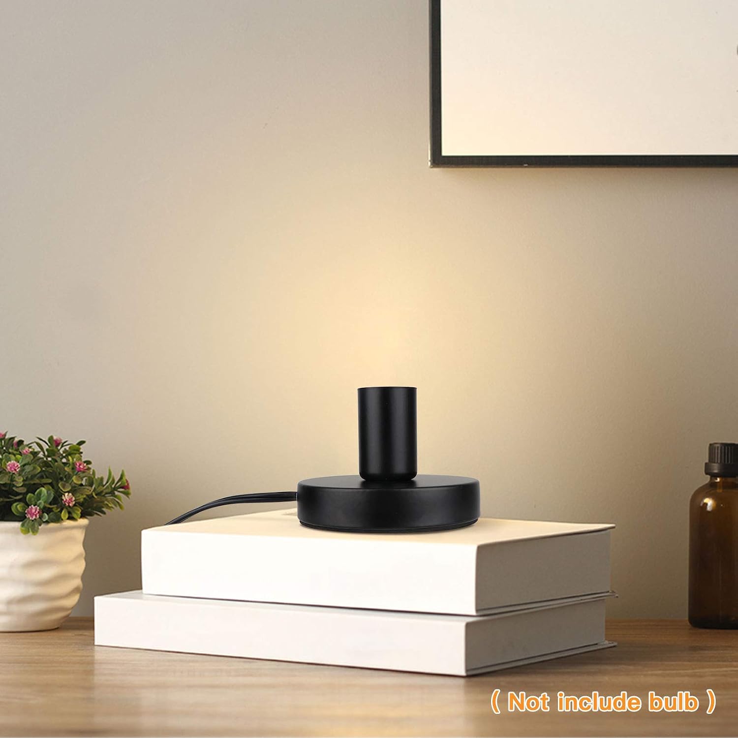 Helunsi Industrial Table Lamp Base, Black E26 E27 Lamp Base Without Shade