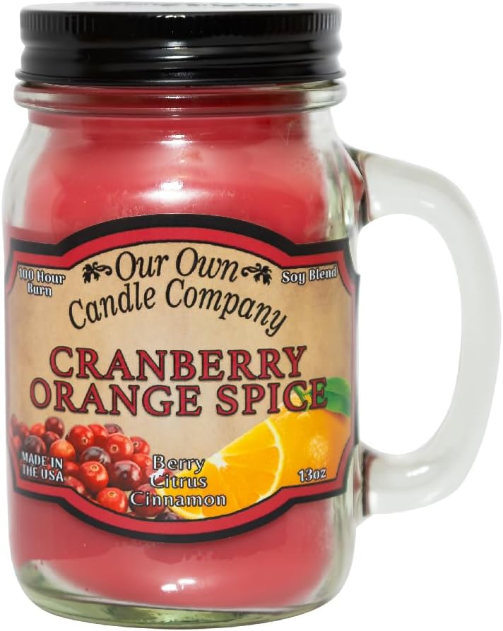 Balsam Pine Scented Mason Jar Candle, Our Own Candle Company, 13 oz | Clean, fresh Balsam-pine-tree scent; soy blend wax; lead-free wick with patented straightener; long lasting