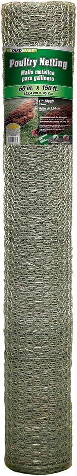 YARDGARD 1 Inch Poultry Netting, Chicken Wire Fence, 20 Gauge Galvanized Steel, Rabbit Fencing, Bird Enclosures, Garden Protection and Plant Support, 24 Inches x 150 Feet