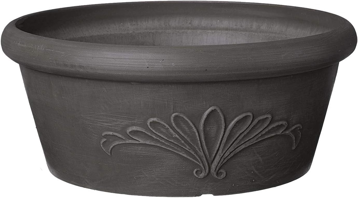 Arcadia Garden Products PSW TA25C Plastic/Stone/Wood Composite Bulb Pan – No Drainage Hole (Drillable), Planter Bowl for Succulents, Bonsai, Fairy Gardens, Herbs,10-Inch, Chocolate