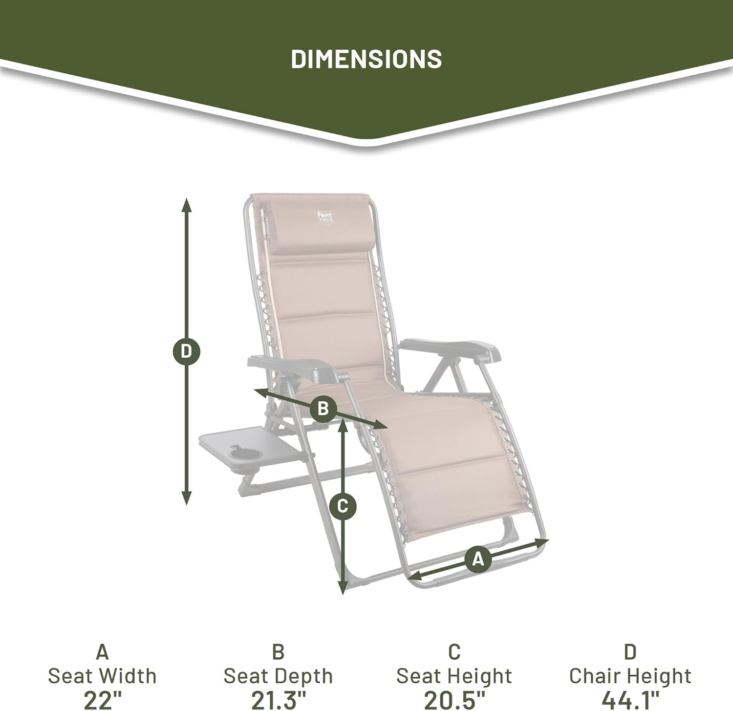 TIMBER RIDGE Zero Gravity Chairs, Folding Recliner Chair Padded with Cup Holder and Headrest