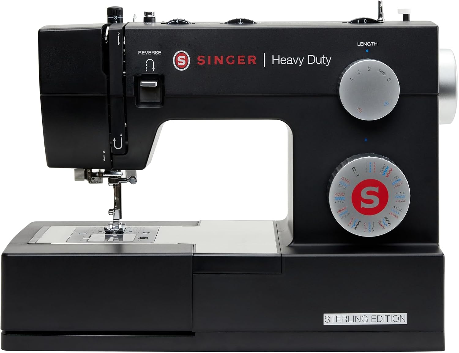 SINGER® 4432 (Grey) High Speed Heavy Duty Sewing Machine + Accessory Kit | 32 stitches deliver 110 applications, 50% more power for thick fabrics, 1100 per minute capacity, 1-step buttonhole design