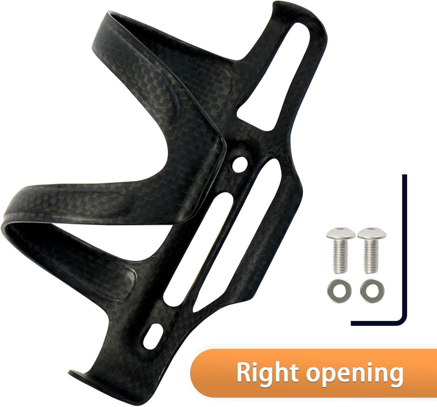BRKURLEG Ultra-Light Carbon Fiber Water Bottle Cage with Screws Tool | Bike Water Bottle Cage Holder Brackets for Road Bike MTB Mountain Cycling Black Matte, Right Opening