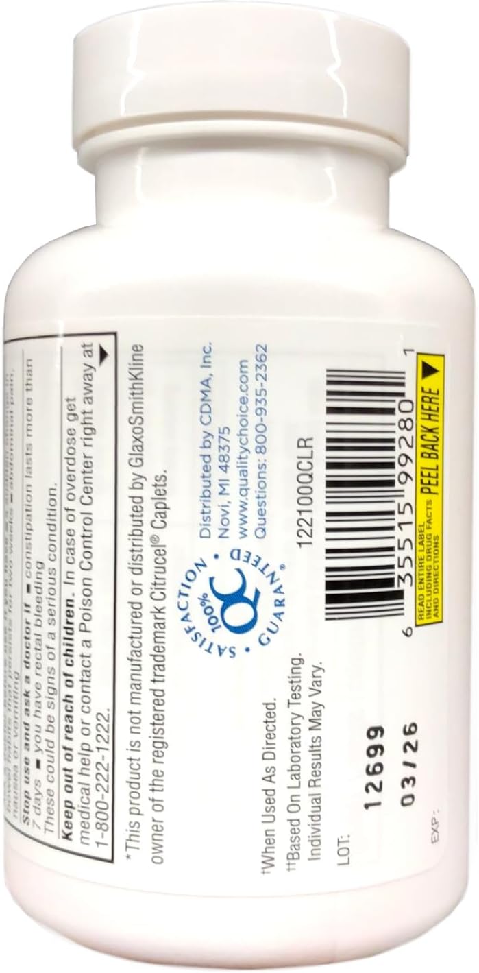 Quality Choice Fiber Therapy Caplets, 100 Count Gentle Fiber Laxative with Methylcellulose for Constipation Relief, Regularity Support, Gluten-Free