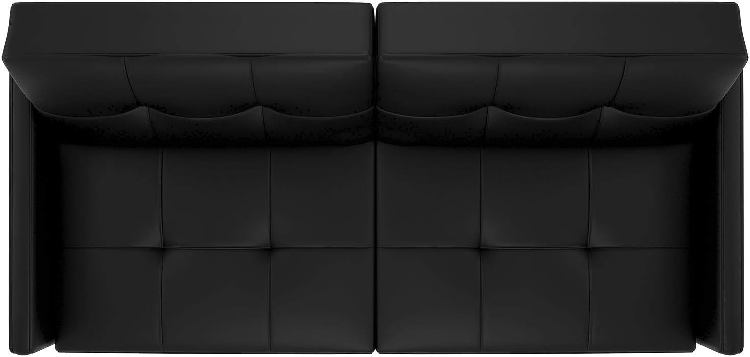 DHP Andora 76 Inch Futon Sofa Bed, Modern Upholstered Couch Sleeper with Button Tufted Back and Seat, Navy