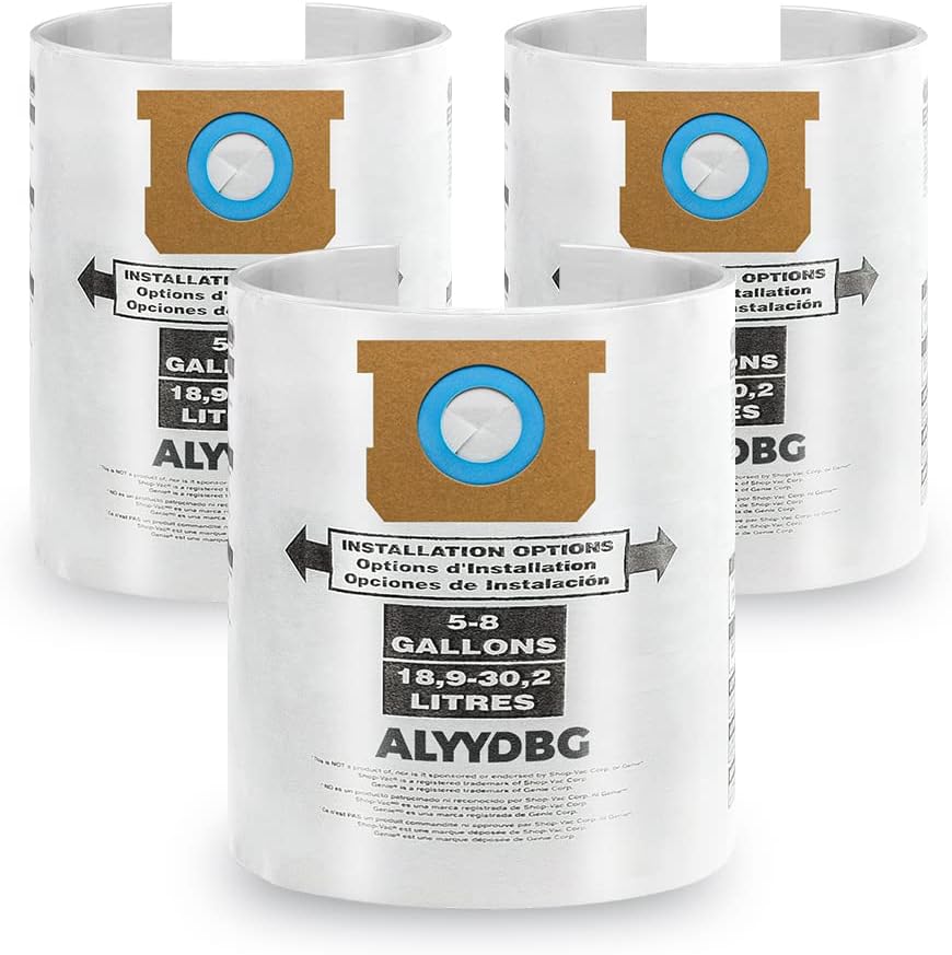 5 PCS Shop Vac Bags 5-8 Gallon Type E/H 90661 90671 Vac Bags by ALYYDBG