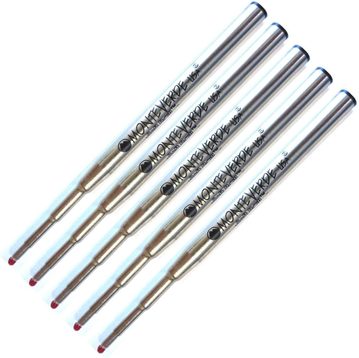Monteverde Soft Roll Ballpoint Pen Refills Compatible with Montblanc Retractable Pens, 5 Pack, Bulk Packed, M14 (Bold, Black)