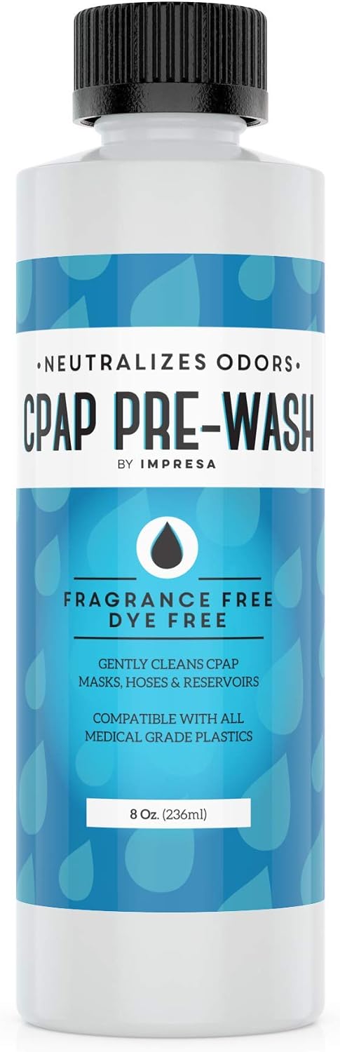 IMPRESA CPAP Pre-Wash Cleaning Solution - 8 Fl Oz, Made in USA - Odor Neutralizing Unscented Soap - Deep Pre-Wash Cleaning - Compatible with CPAP & BiPAP Machines