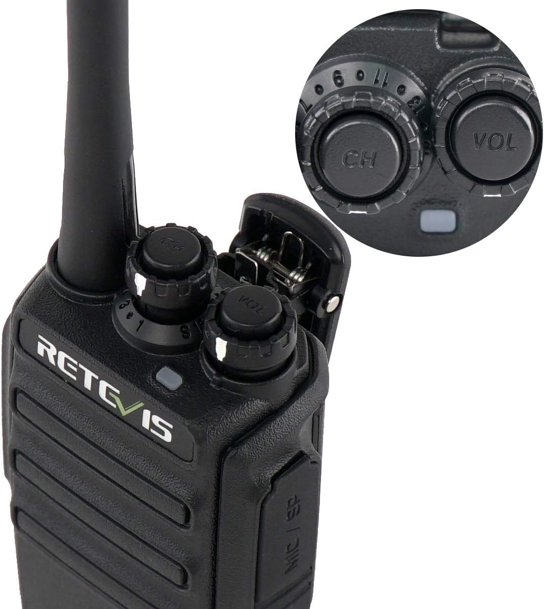 Retevis H777H Walkie Talkies with Earpeice,Portable FRS-Two Way Radio 6Pack | For Schools, Shatterproof Hidden Display, 6-Way Charger, USB-C, Emergency Alarm, Flashlight, with Stretchable Coiled Headset