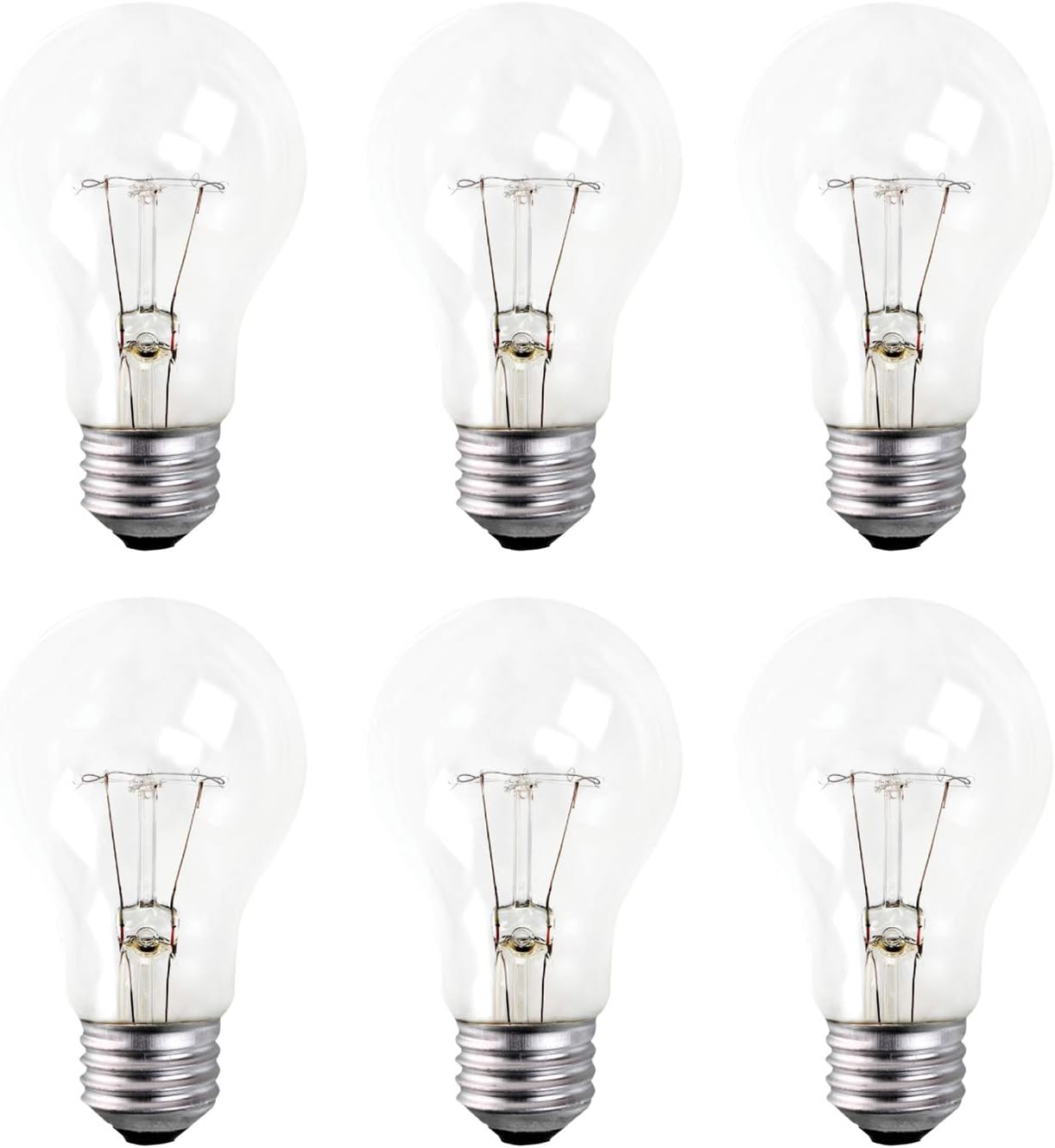 Xtricity A19 Clear Incandescent Rough Service Light Bulb, 100 Watt, 2700K Soft White, E26 Medium Base, 1020 Lumens, 130V (6 Pack)