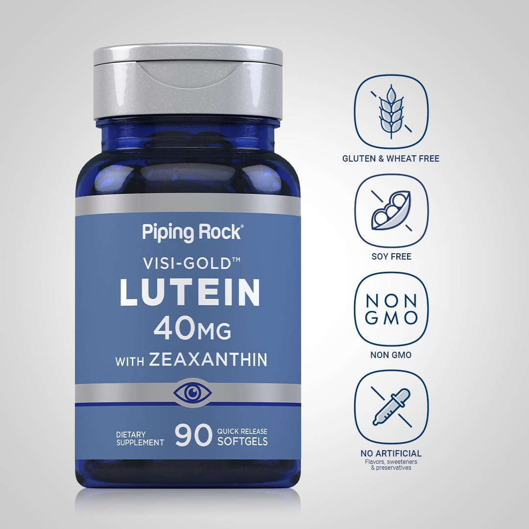 Piping Rock Lutein and Zeaxanthin 40mg | 90 Softgels | Eye Health Supplement from Marigold Extract | For Men and Women | Non-GMO, Gluten Free