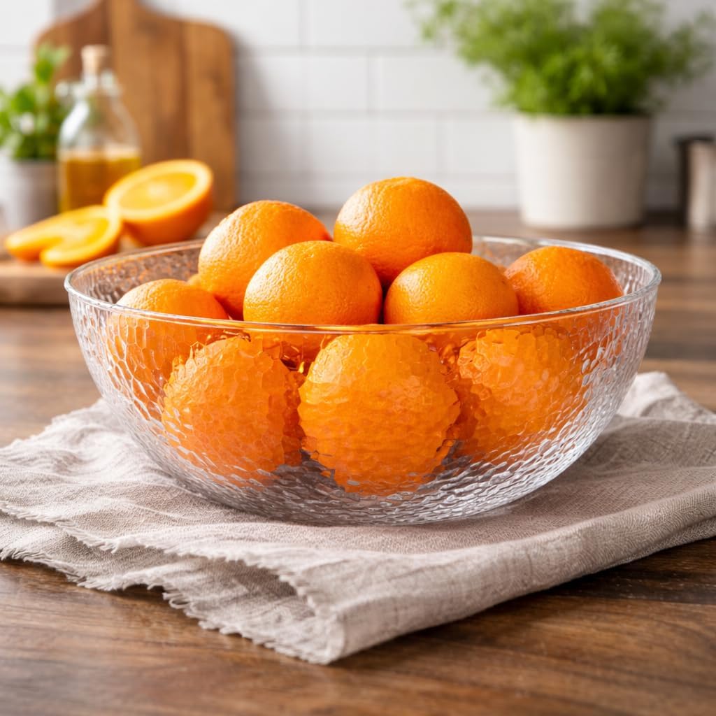 Lillian Collection Stunning Clear Plastic Round Hammered Bowl - 12" (1 Pc.) - Unique Textured Design - Perfect for Parties & Displays