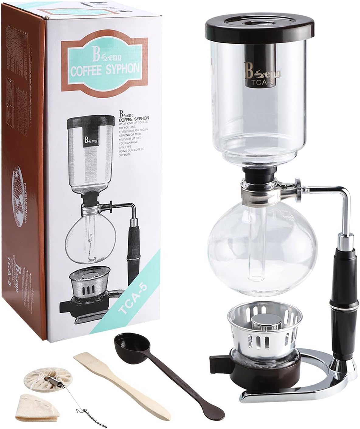 Amarine Made Siphon Coffee Maker, Siphon Coffee Brewer, Japanese Siphon | 5-Cup, 16 Ounce, Easy to Use