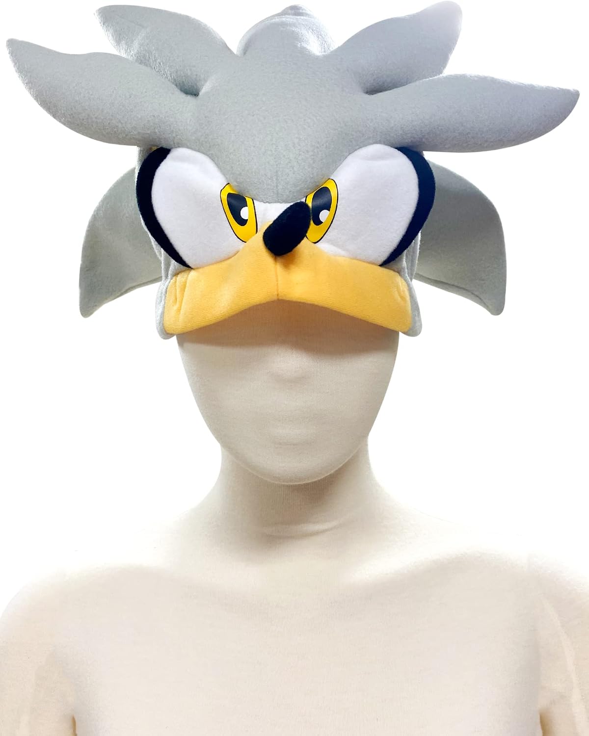 GE Animation GE-32355 Sonic The Hedgehog - Silver Sonic Head Fleece Cap White, 8"