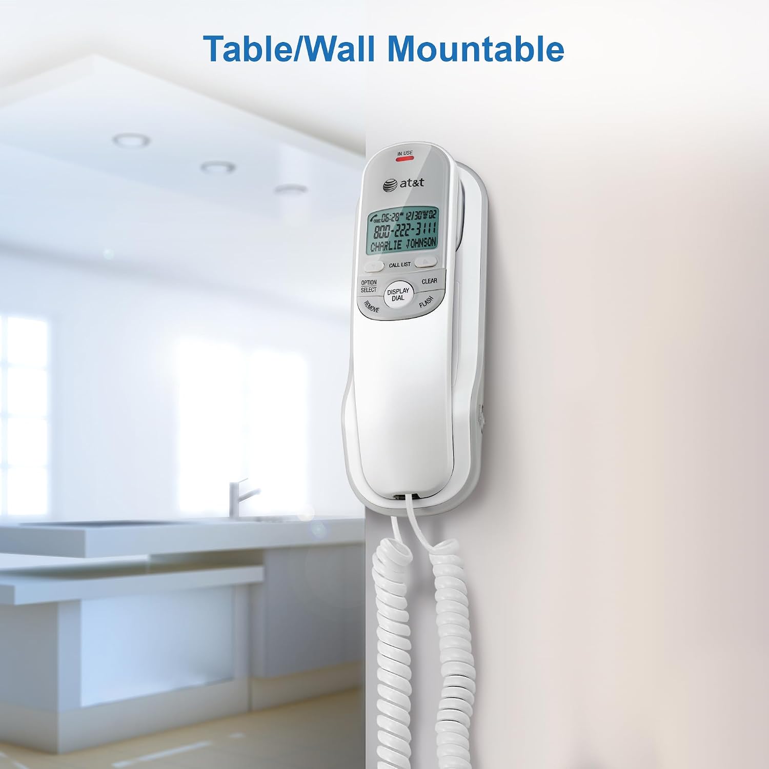 AT&T TR1909 Trimline Corded Phone with Caller ID, White