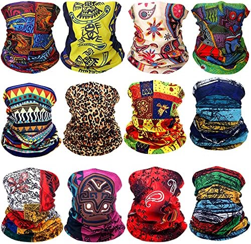 12 Pcs African Neck Gaiter Bandanas for Women