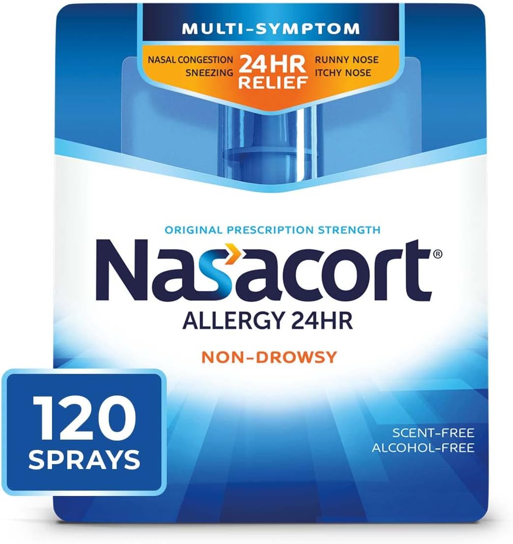 Nasacort 24HR Allergy Nasal Spray for Adults, Non-drowsy & Alcohol Free, 150 Spray Pack