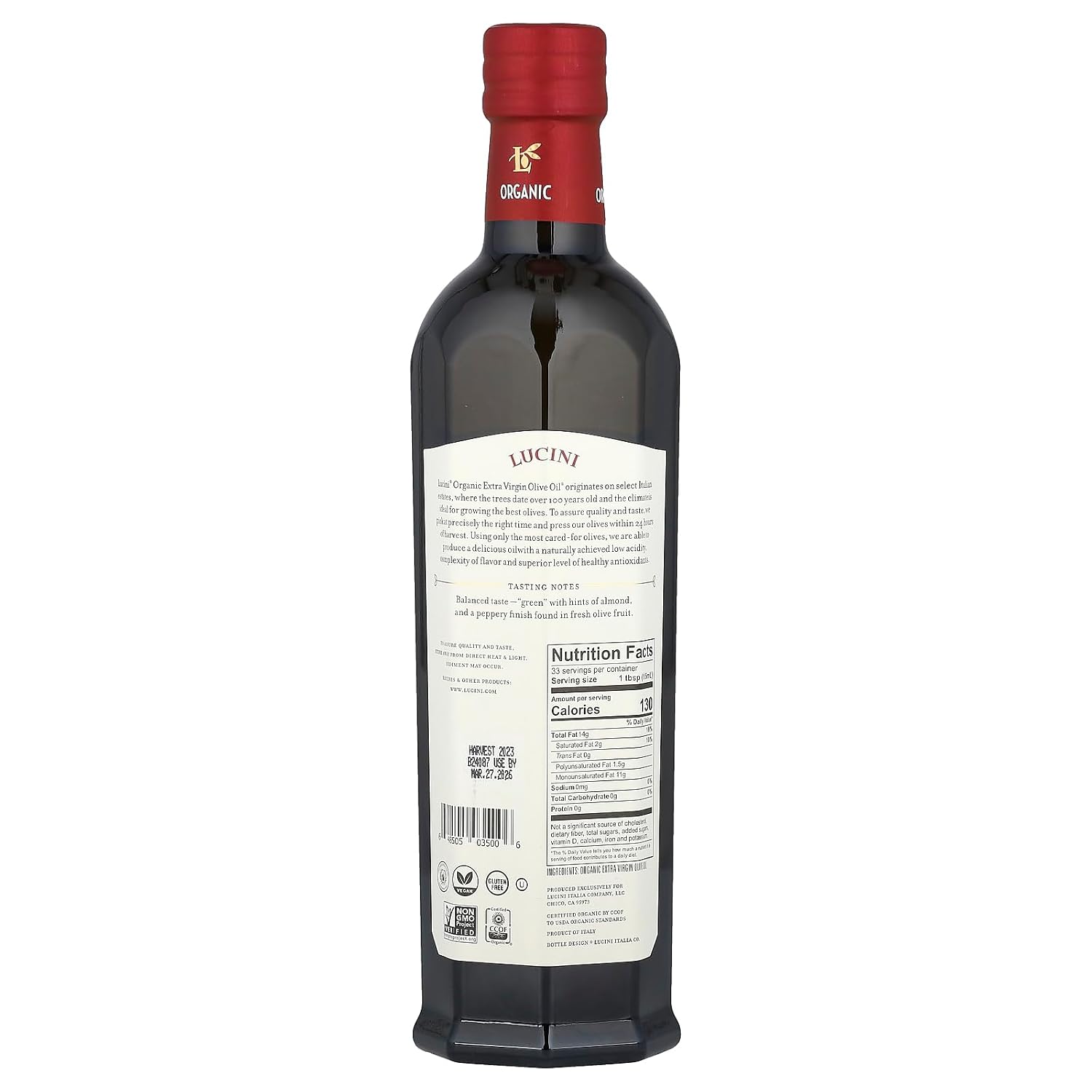 Premium Select, Organic Extra Virgin Olive Oil, 16.9 fl oz (500 ml), Lucini