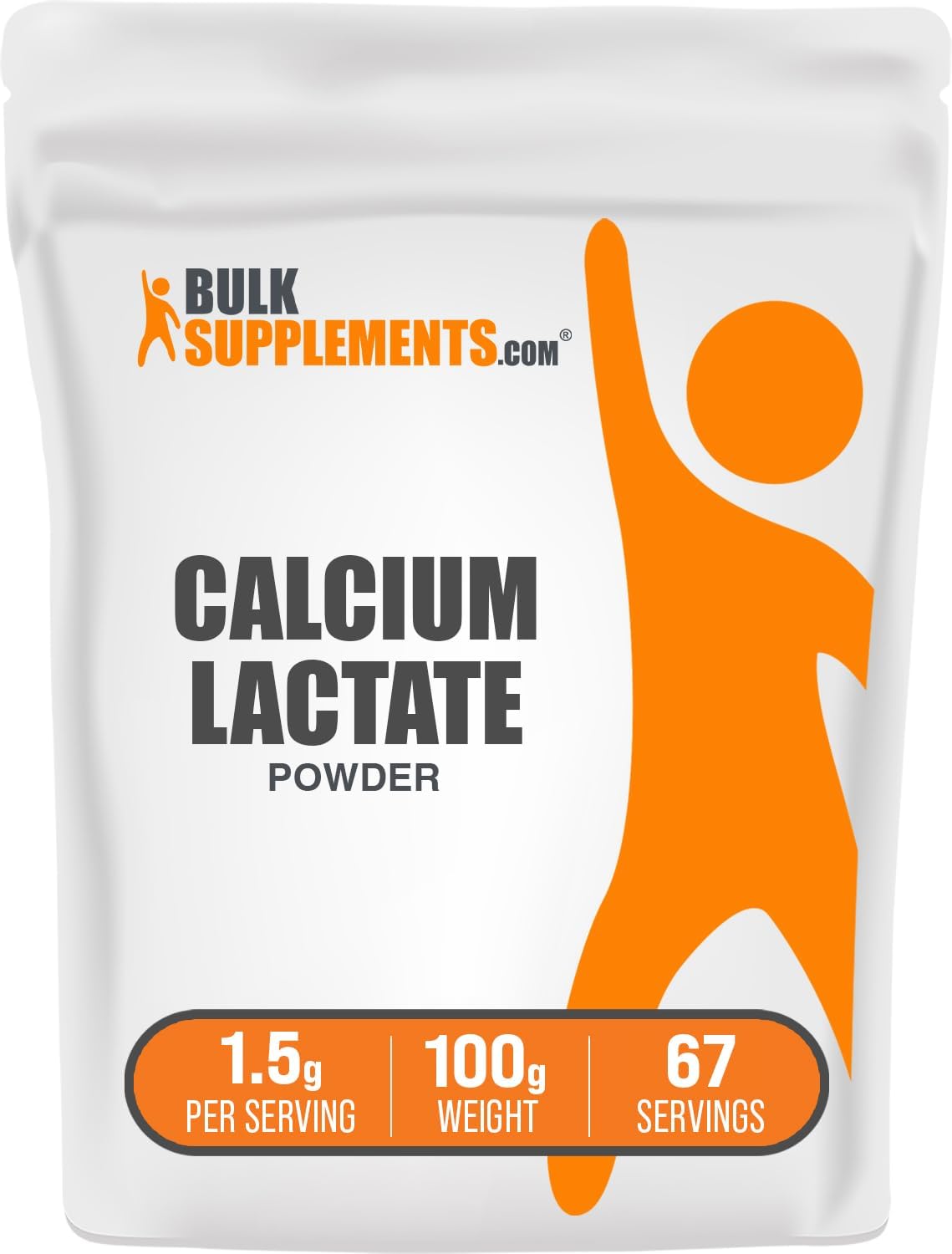 BulkSupplements.com Calcium Lactate Powder - Calcium Supplement Powder, Food Grade - Pure & Gluten Free, 1.5g per Serving, 500g (1.1 lbs) (Pack of 1)