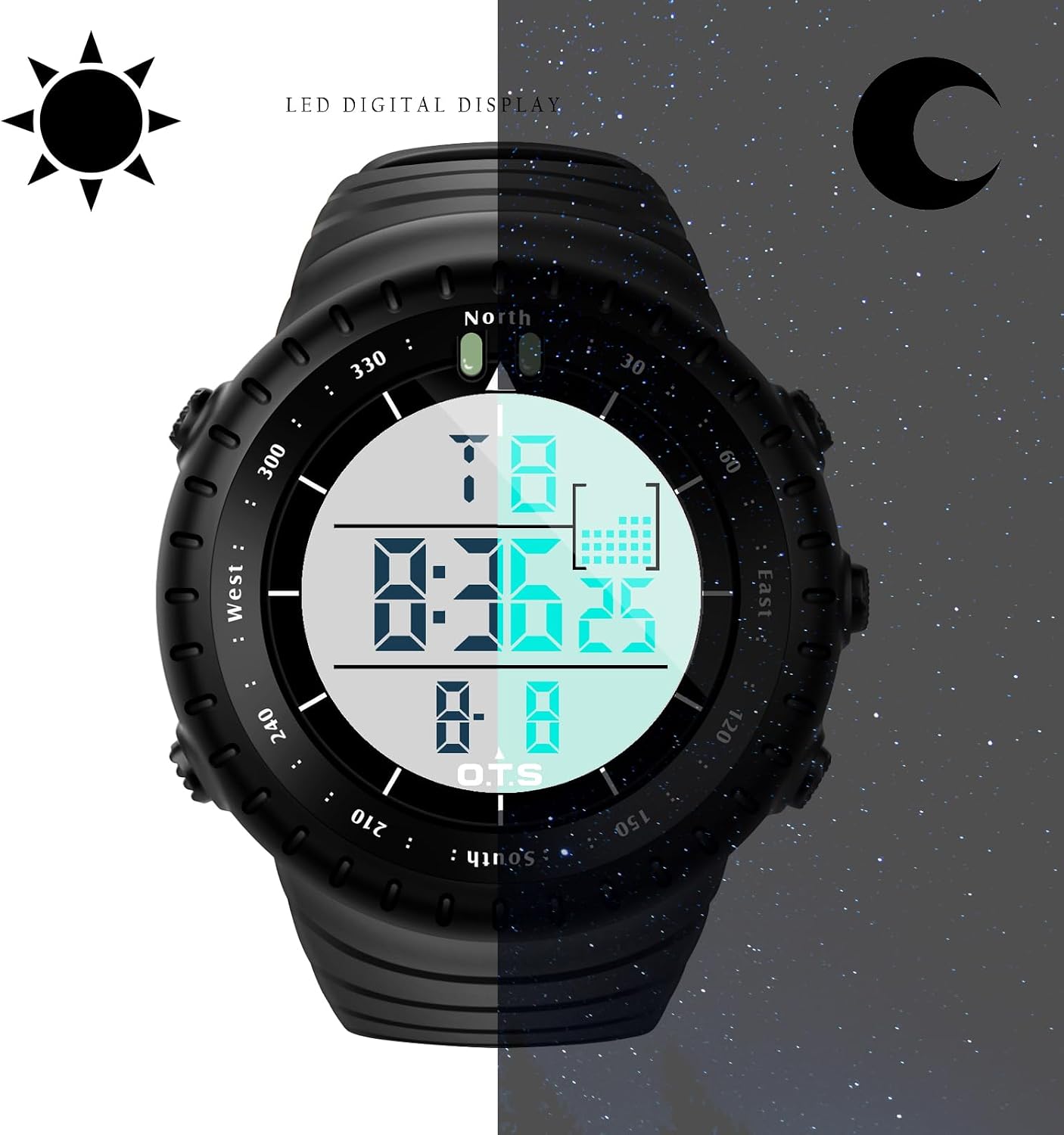 PALADA Men's Digital Sports Watch Waterproof Tactical Watch with LED Backlight Watches for Men