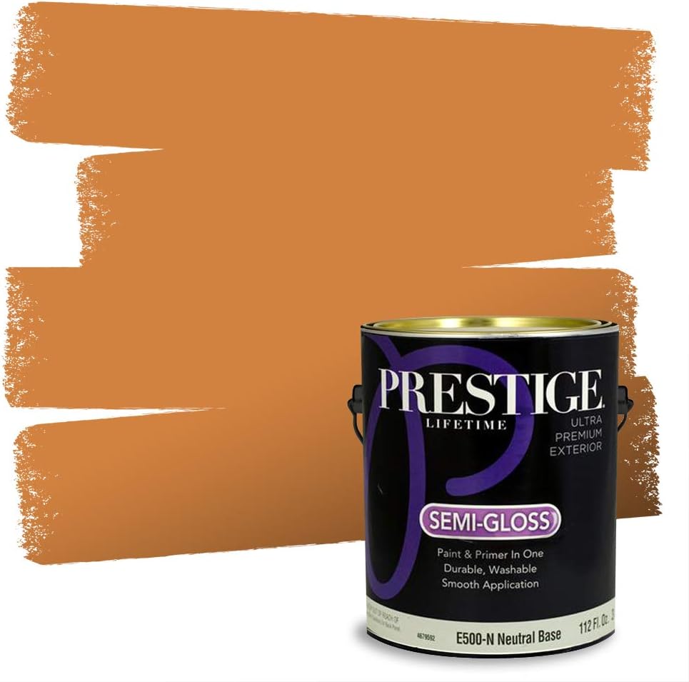 PRESTIGE Paints Exterior Paint and Primer In One, 1-Gallon, Semi-Gloss, Comparable Match of Sherwin Williams* Captivating Cream*
