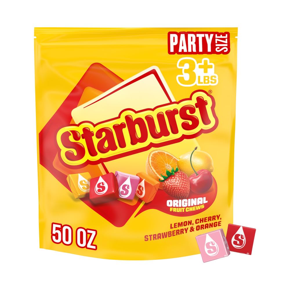 STARBURST Original Full Size Fruit Chews Chewy Candy Bulk 36 Packs, 2.07 oz | Soft fruit chews in full size packs, great for birthdays, desserts, road trips and pantry snacking, lunch box, bulk candy