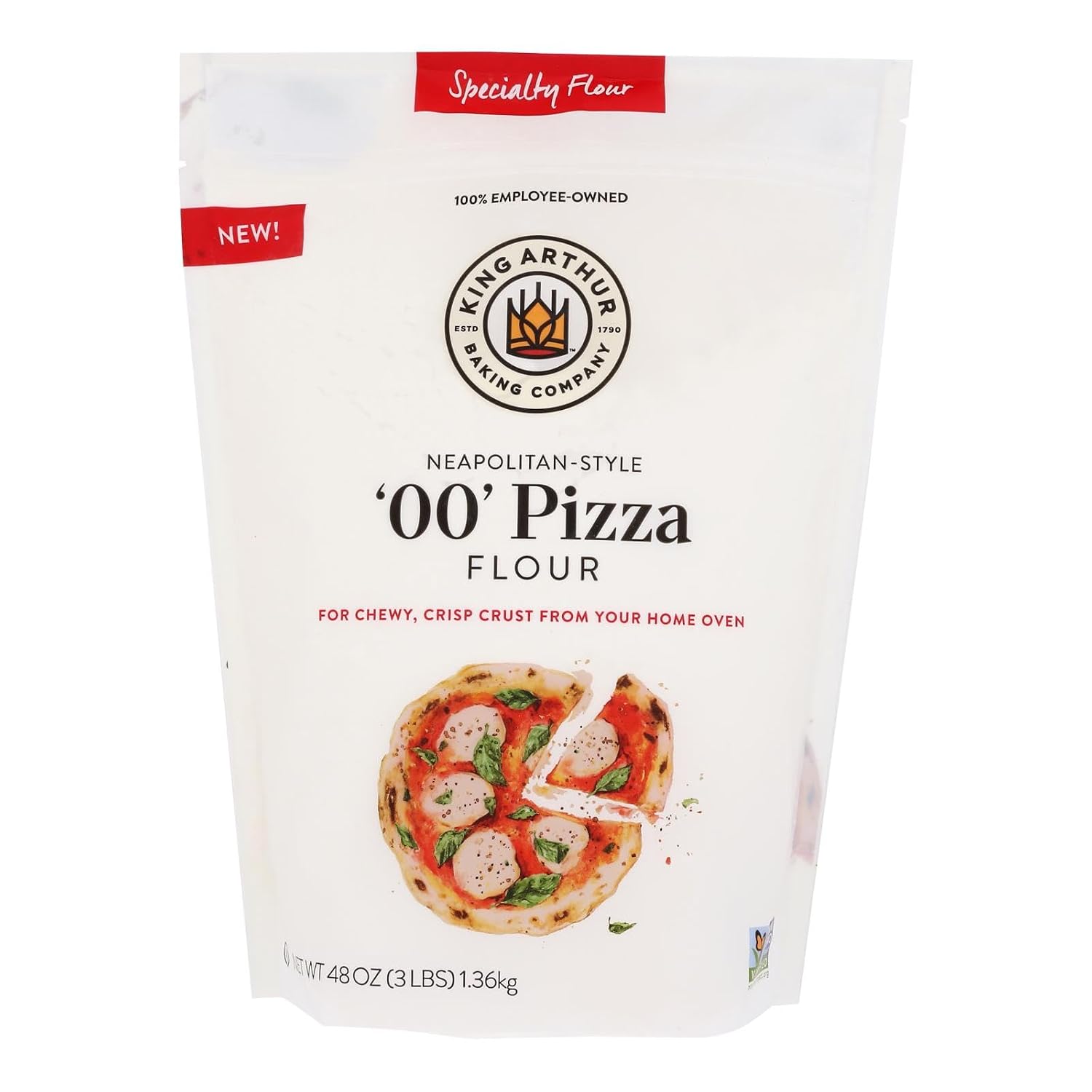 King Arthur, ’00’ Pizza Flour, Specialty Flour, Blend of 100% American-Grown Wheat, Non-GMO Project Verified, 3 Pounds(Pack of 4)