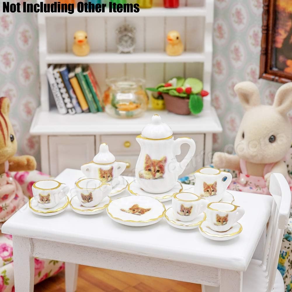 Odoria 1/12 Miniature Porcelain Tea Set 15Pcs Dollhouse Decoration Accessories, Grapes