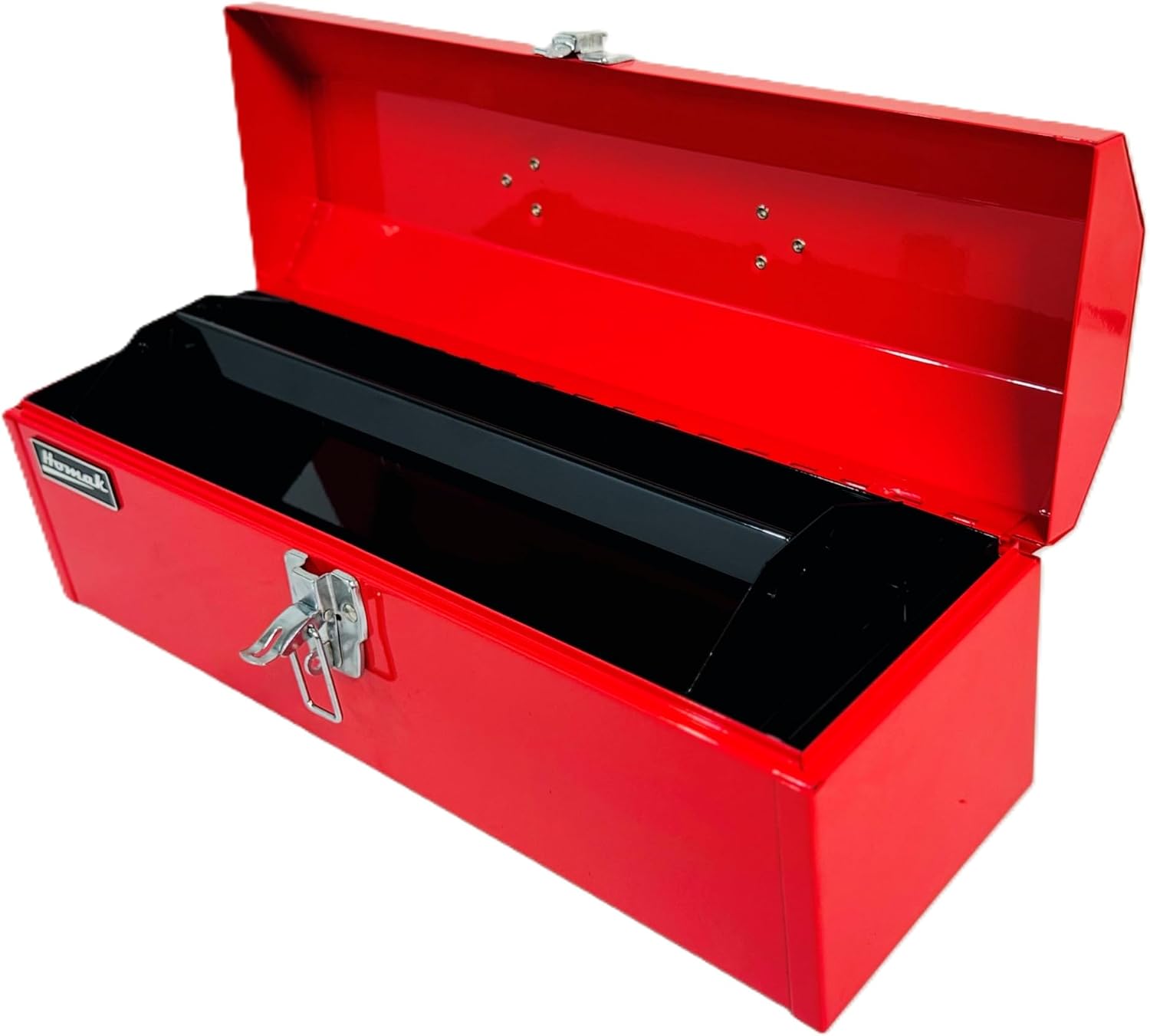 Homak Tool Box, 16" Portable Steel Small Tool Box with Metal Latch Closure & Plastic Handle, Multi-Purpose Heavy Duty Toolbox, Red
