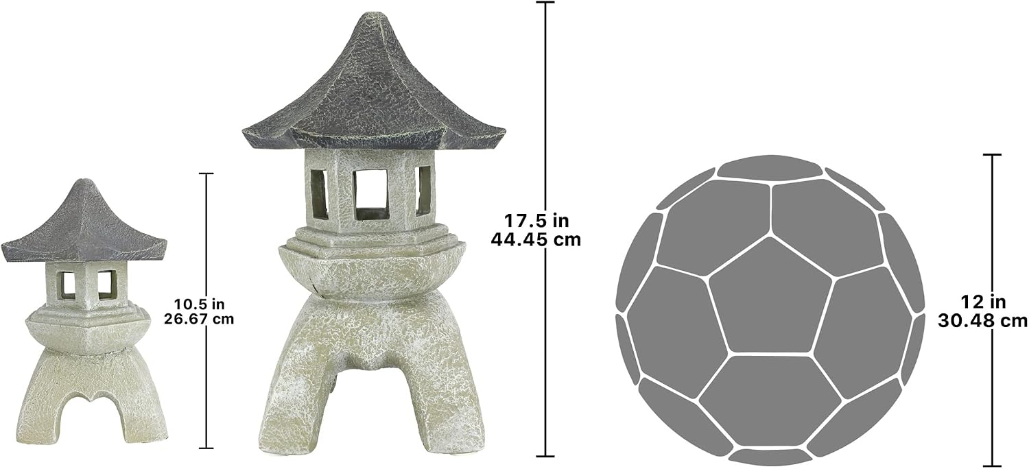 Design toscano ng29870 asian decor pagoda lantern indoor/outdoor statue, 11 inches wide, 11 inches deep, 17 inches high, handcast polyresin, two tone stone finish