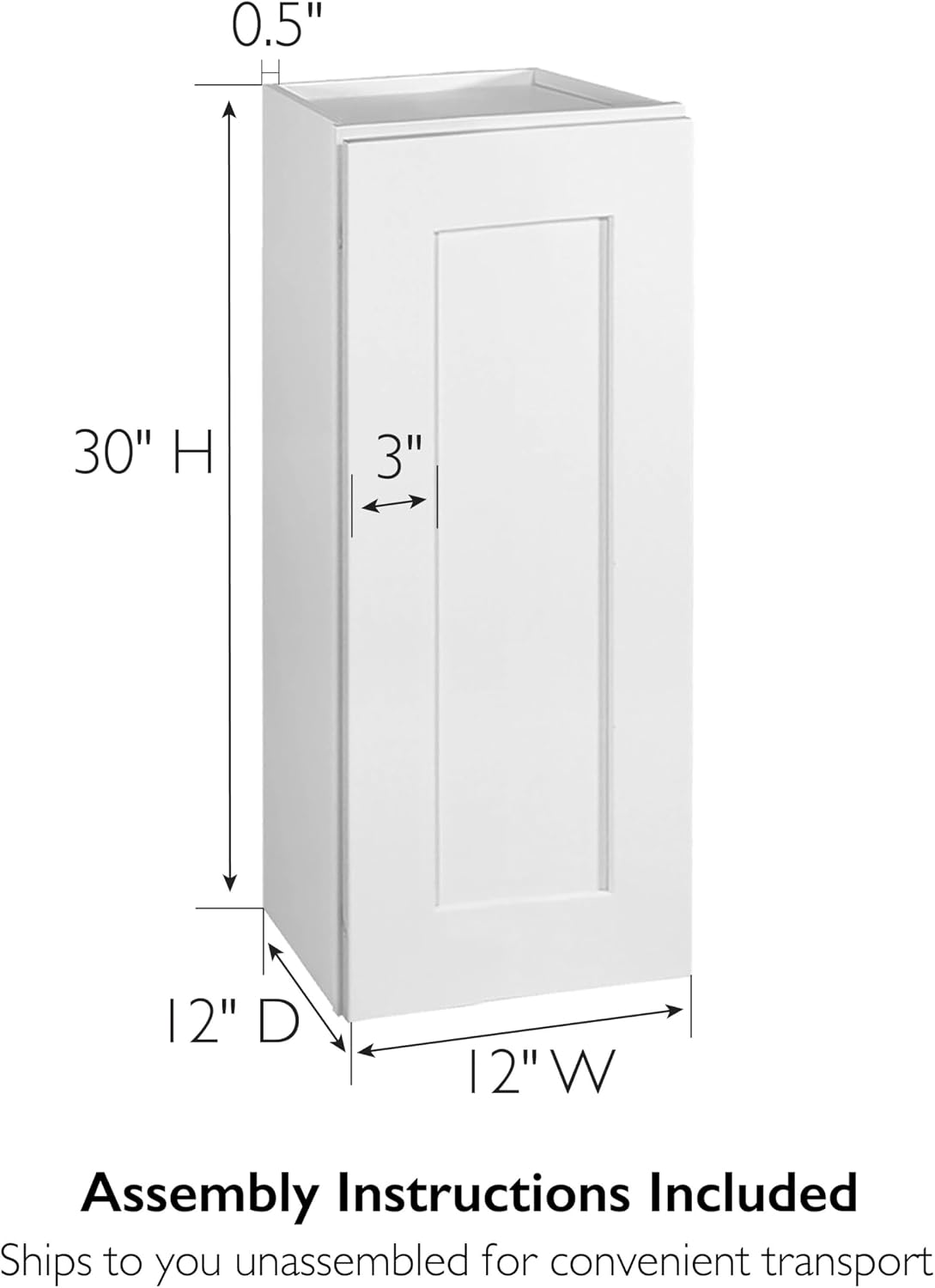 Design House Brookings Kitchen Wall Cabinet, 12", White | Adjustable Shelves, Adjustable Hinges, Wall Mount, Contemporary/Modern, Wood, Kitchen, 561530
