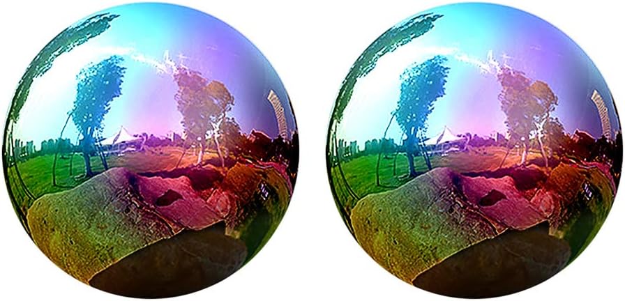 Gazing Globe - 6/8/10Inch Rainbow Stainless Steel Shiny Gazing Balls for Gardens and Ponds (6 inch)