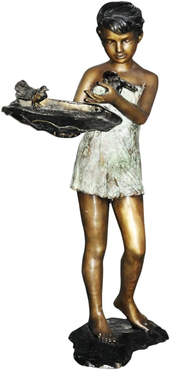 P&F HIGH QUALITY PRODUCTS (45" Life Size) Girl with 2 Birds Bronze Garden Statue Water Fountains Fountain (Traditional Lost Wax Bronze Process/on