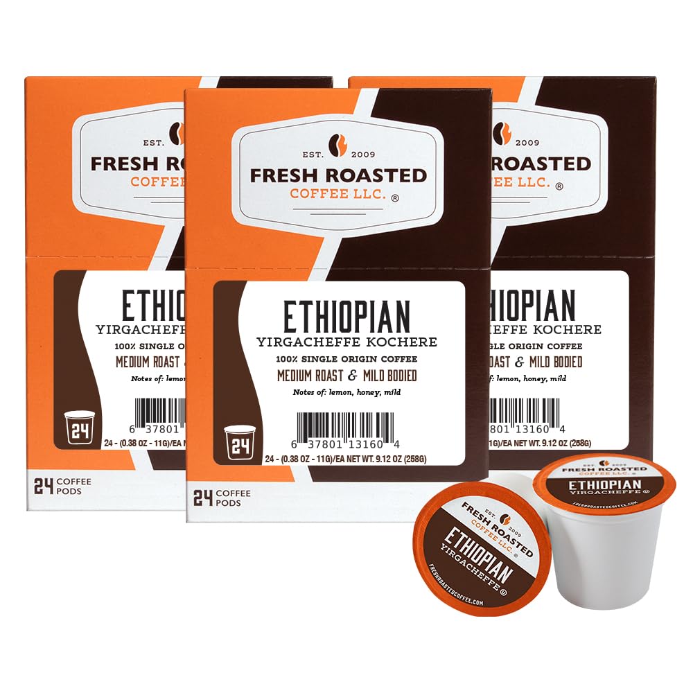 Fresh Roasted Coffee, Organic Colombian K-Cup Pods for Keurig Brewers, Medium Roast, USDA Organic, Kosher, 24 Count (Pack of 3)