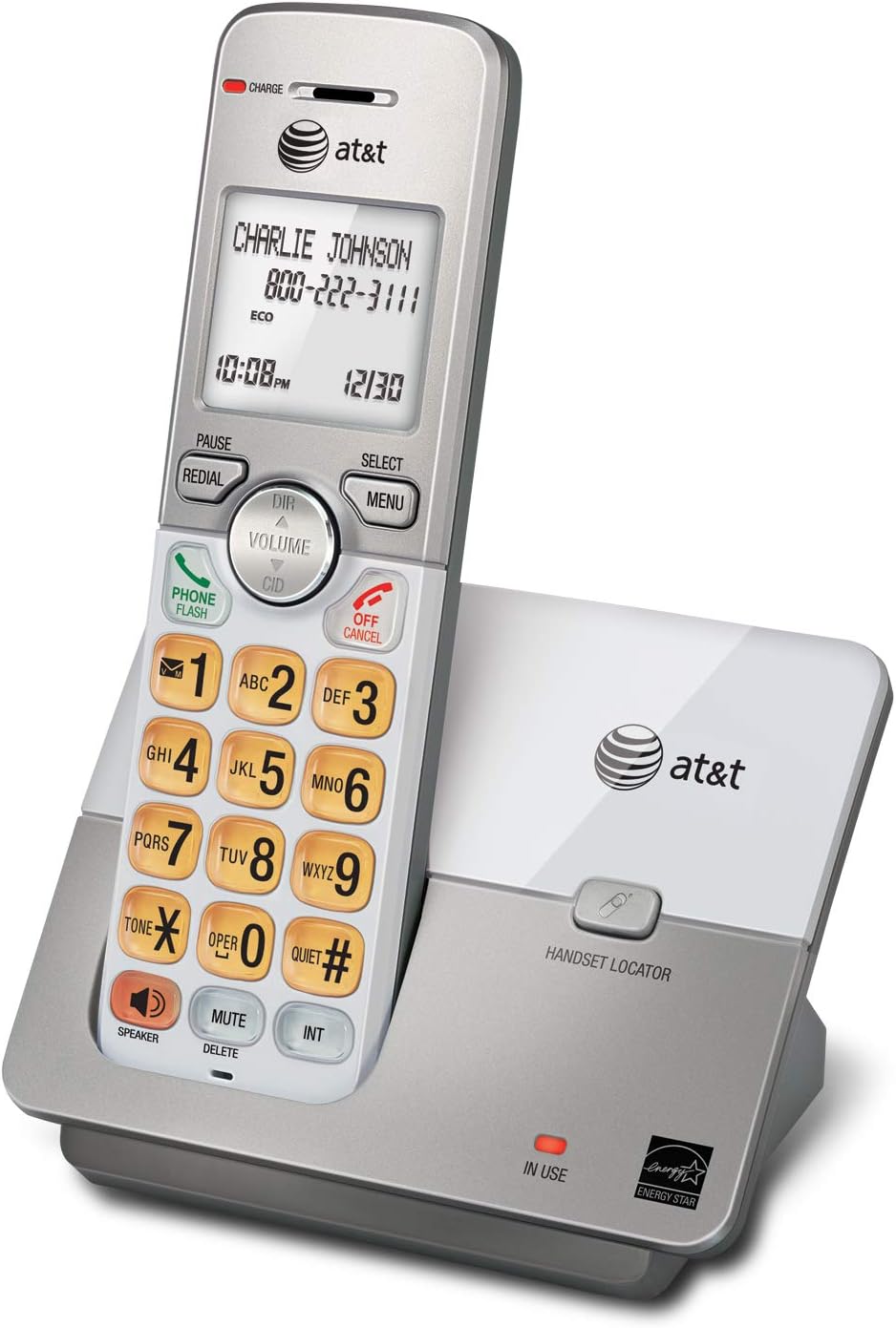 AT&T EL52213 2-Handset Cordless Phone, Light Champagne | Digital Answering System, Extra-Large Backlit Keys, Caller ID/Call Waiting, DECT 6.0, Expandable Speakerphone