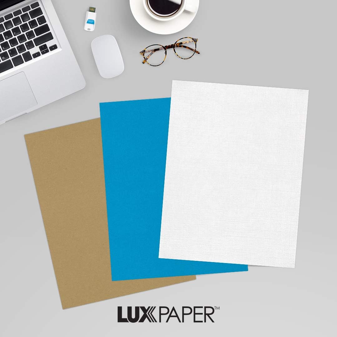 LUXPaper 8.5" x 11" Linen Paper | Letter Size | White Linen | 24lb. Paper Weight (60lb. Text) | 50 Qty