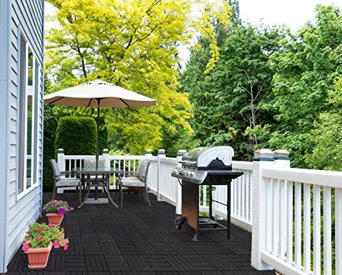 ASTEROUTDOOR Interlocking Deck Tiles Plastic Waterproof Outdoor Flooring 12" x 12" for Patio Garden Deck Poolside Indoor Outdoor, 10 pcs, Gray