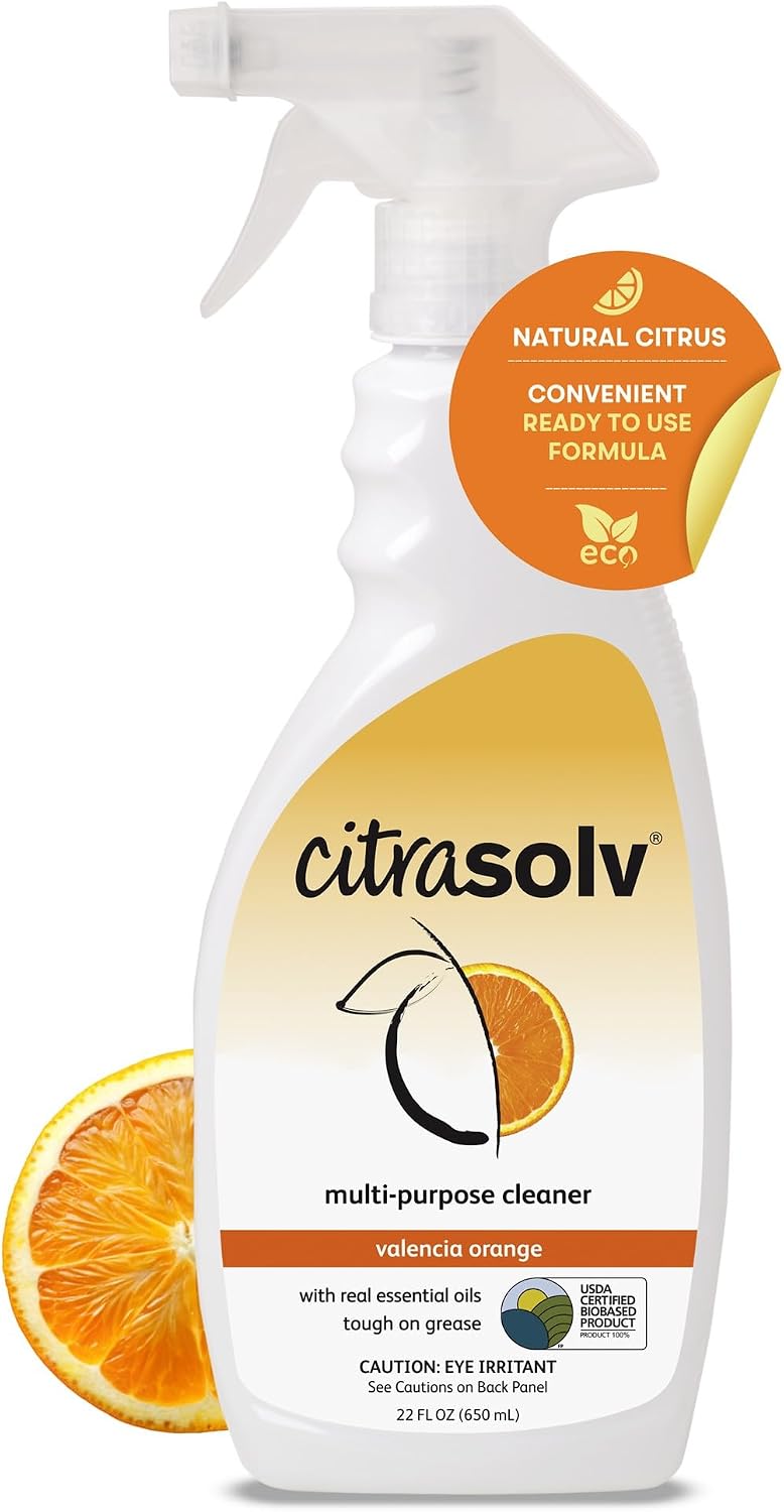 Citra Solv Concentrated Cleaner & Degreaser, Deodorizer, Home & Outdoor, Adhesive Remover, Paint Thinner, Natural Orange Oil, Valencia Orange 8 Fl Oz