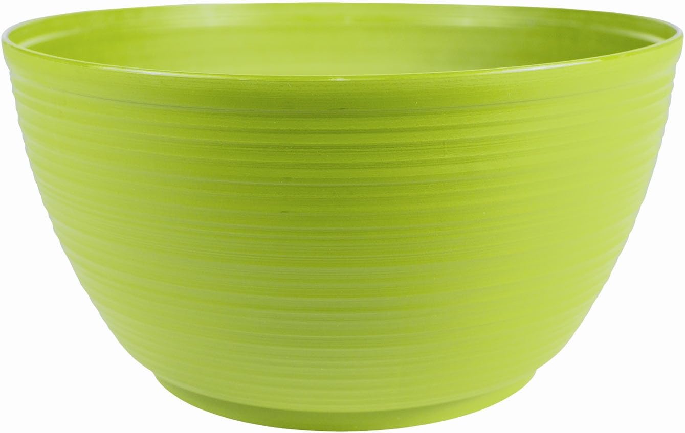 Bloem Willow 12" Plastic Plant Bowl, Deep Round Garden Pot, Peppercorn | Sealed plant bowl with knockout drainage, perfect for displaying herbs and succulents on indoor and outdoor surfaces.