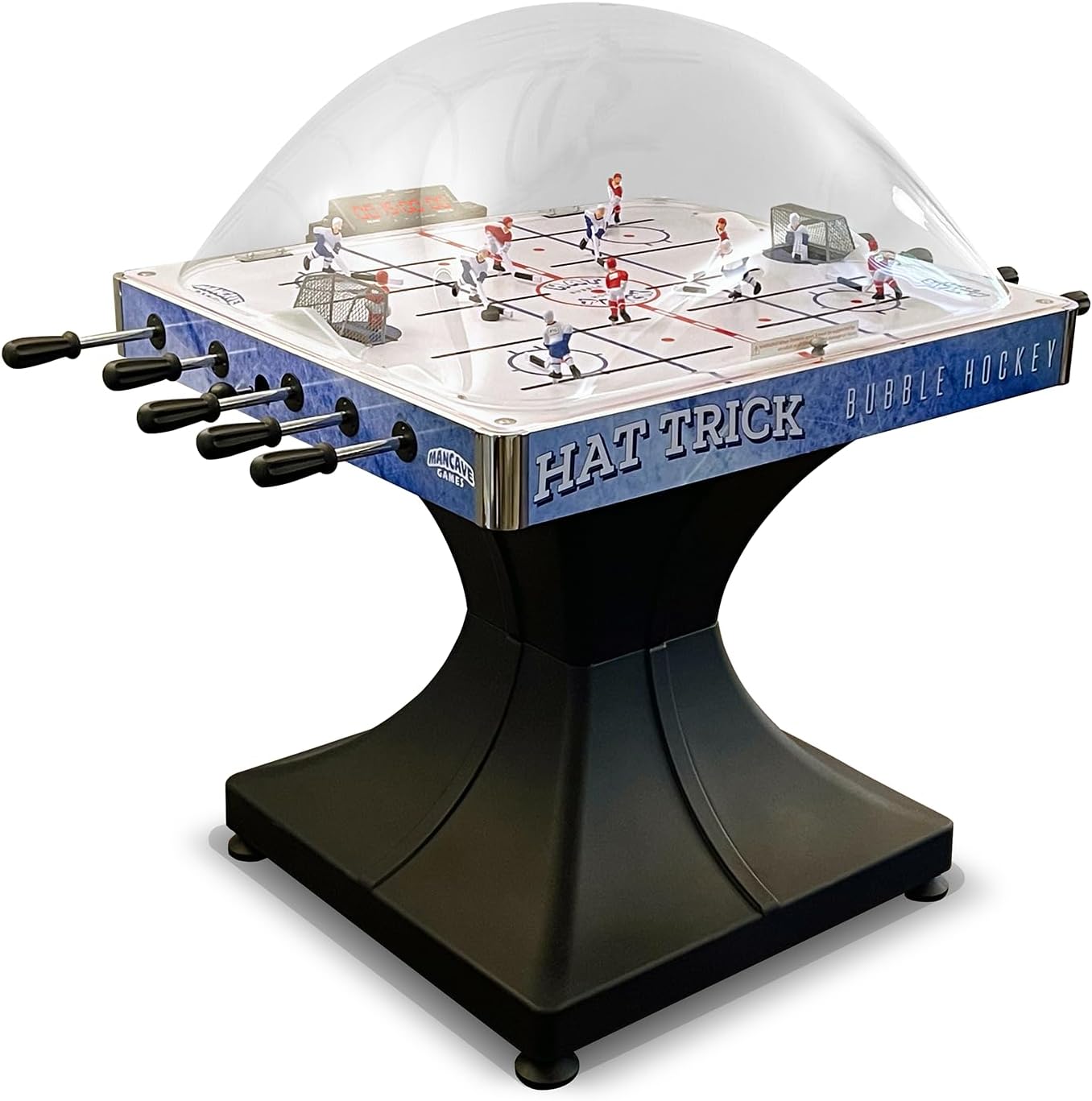Hat Trick Bubble Hockey Game for Your Home Game Room - with Durable 2-Part Molded Base, Easy-Grip Rod Handles