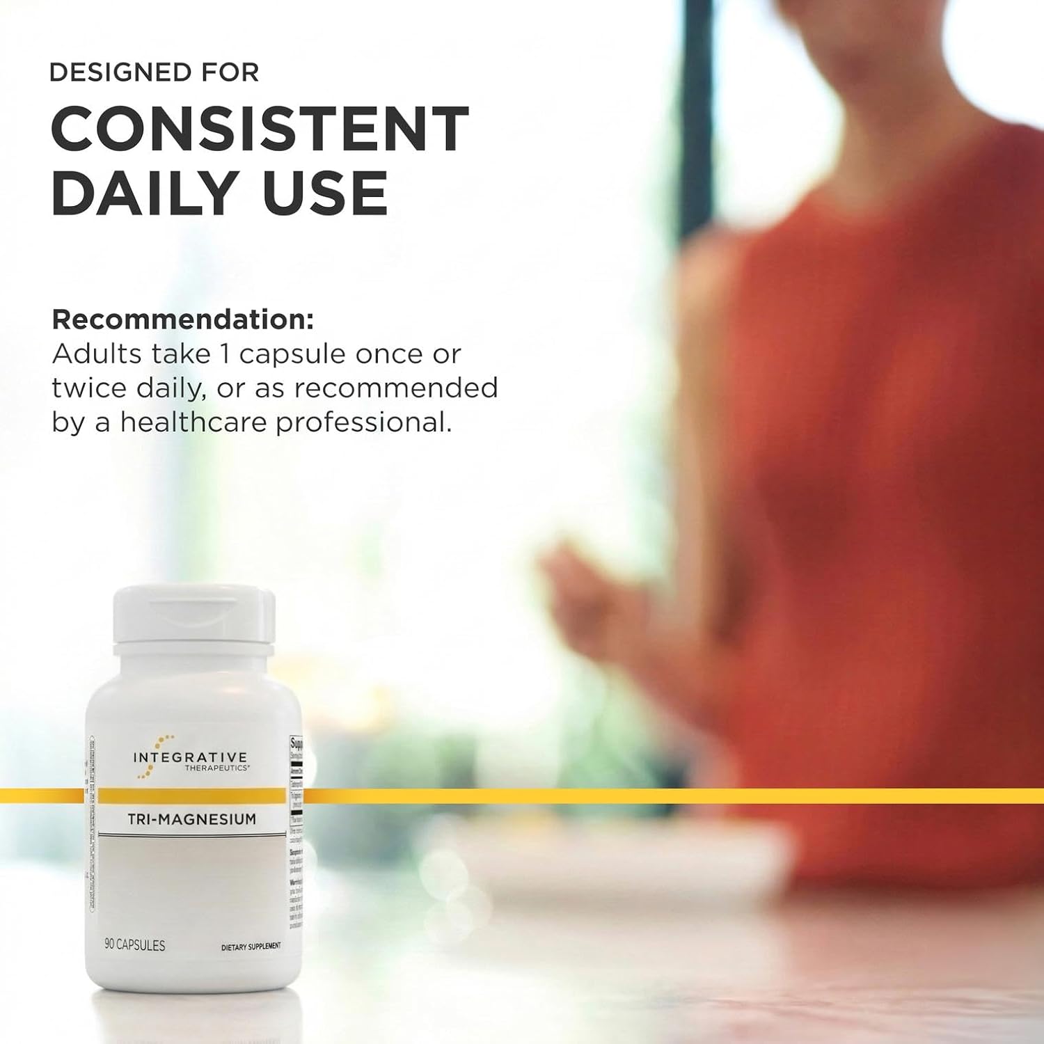 Integrative Therapeutics Tri-Magnesium - Supports Cellular Energy & Energy Metabolism* - Magnesium Supplement for Heart & Nerve Health Support* - Third-Party Tested - 90 Capsules (90 Servings)