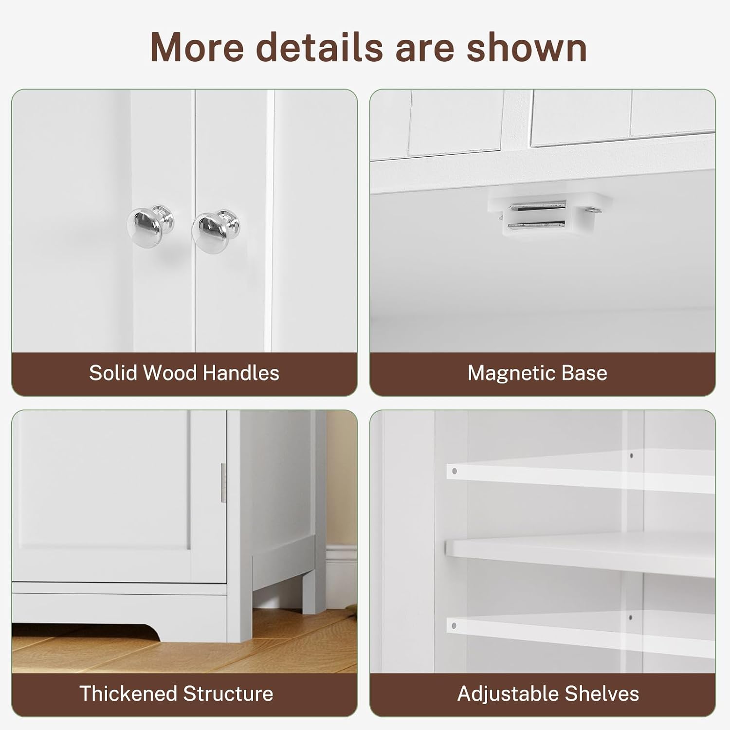 Iwell Storage Cabinet with 2 Drawers & Adjustable Shelves, Cupboard, Floor Cabinet for Living Room, Home Office, Rustic Brown