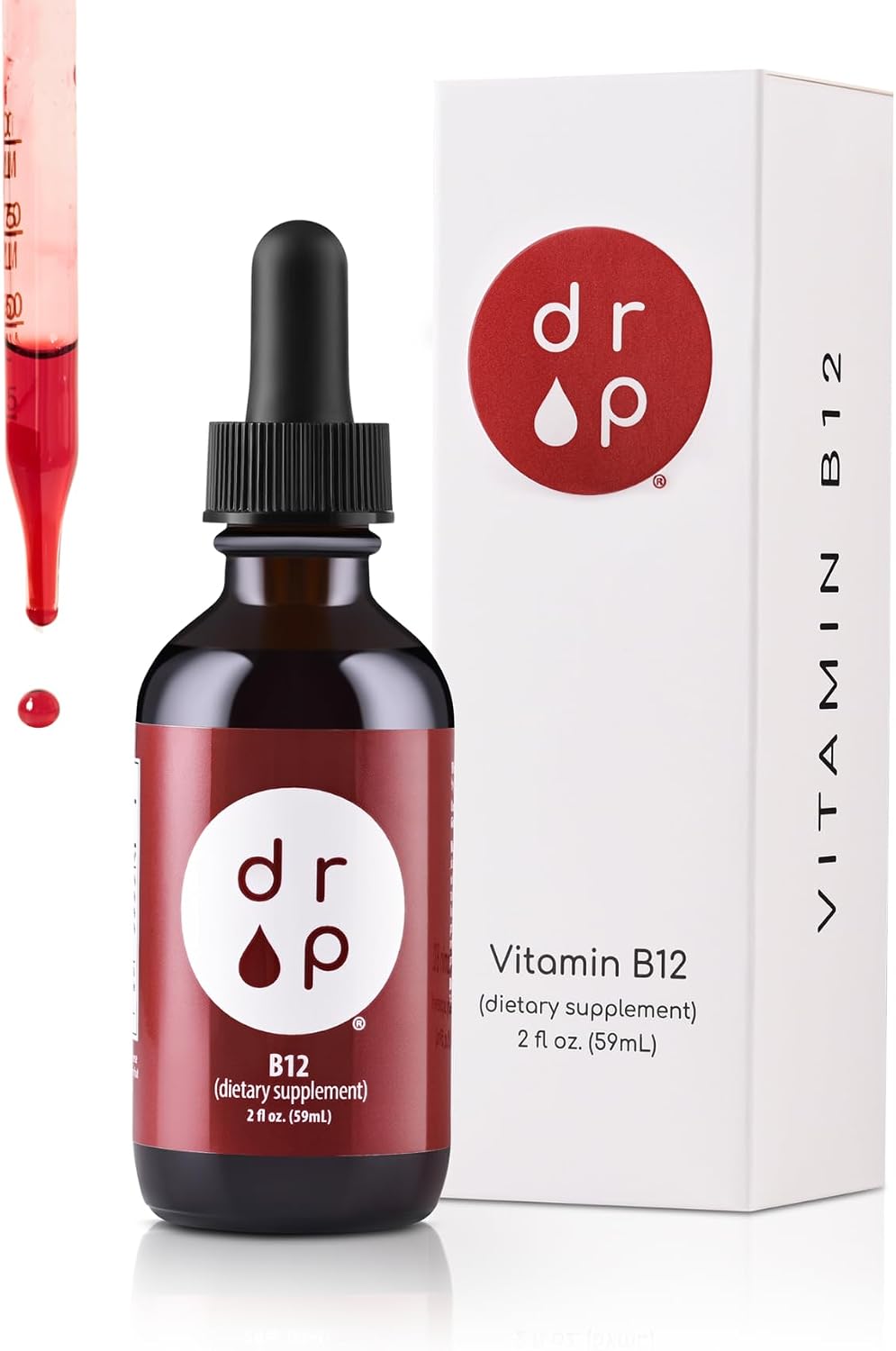 Drop Vitamin B12 Liquid Drops, 2500 mcg Methylated B12 (Methylcobalamin), Sublingual Drops for Energy and Nervous System Support, Natural Cherry